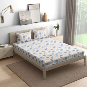 100% Cotton 160 TC Fitted Bedsheet With 2 Pillow Covers |